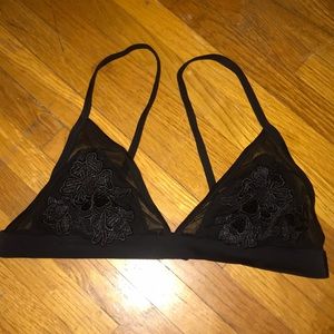 Black lace and sheer bathing suit top